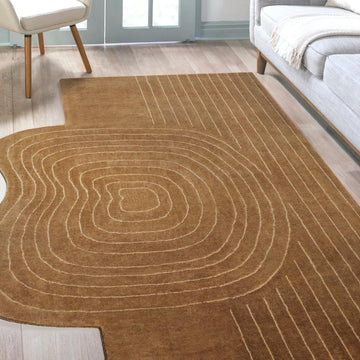 Retro Bohemian Abstract Striped Handwoven Wool Area Rug